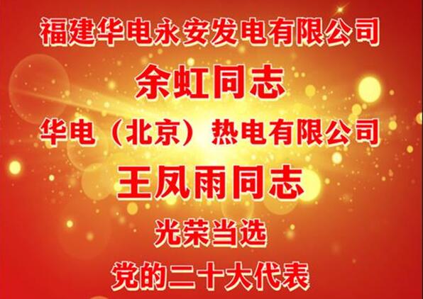 中國華電余虹、王鳳雨同志當選黨的二十大代表